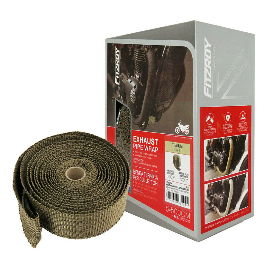 BENDA TERMICA MARMITTA COLLETTORI AUTO MOTO RESISTENTE CALORE titanium 5CM X 5m